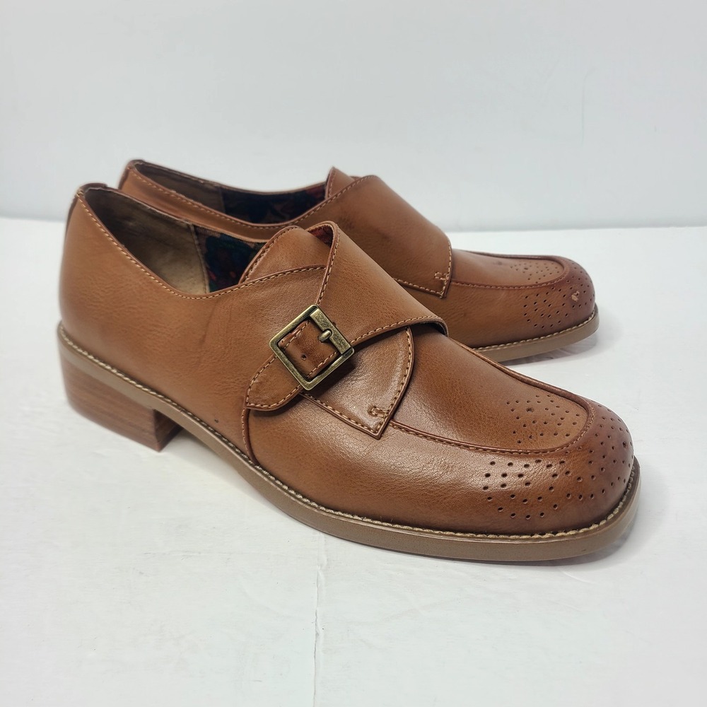 Korks Theodore Monk Strap Loafer Oxford Shoes Tan Size‎ 9 Retro
